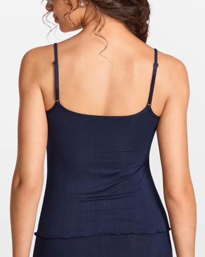 Ribbed Cami Tank Tops | Semi Sheer Fabric, Adjustable Strap, Crop, Summer Outfit, Going Out, Comfort Soft, Body-hugging Fit, Women's Pajama Sleepwear