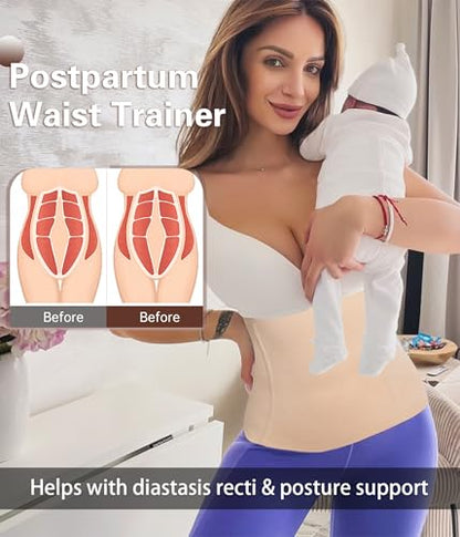 sellto Waist Trainer for Women Tummy Control Postpartum Recovery Belt Waist Cincher Body Shaper