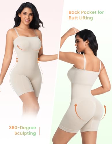 Shapewear Bodysuits Built in Bra, Tummy Control Strapless/strap