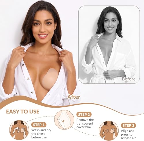 Women Nipple Covers Sticky Push up Adhesive Bra Ultra-Thin Added Lift Seamless Strapless Backless Wear