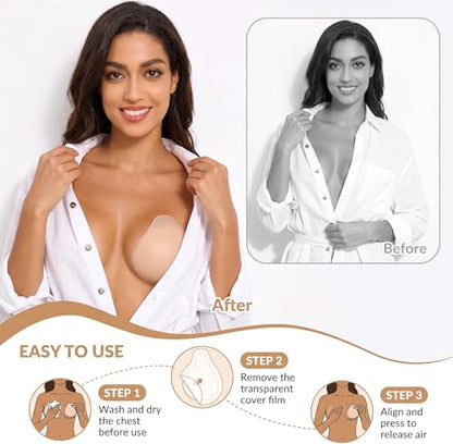 Women Nipple Covers Sticky Push up Adhesive Bra Ultra-Thin Added Lift Seamless Strapless Backless Wear