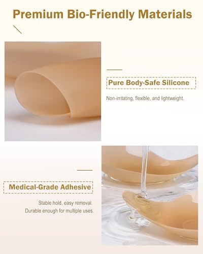 Push Up Sticky Bra, Invisible Adhesive Nipple Covers with Lift Tape (2 Pairs)