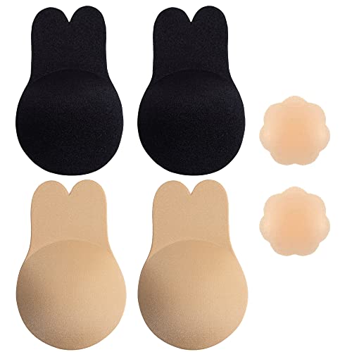 2 Pcs Strapless Sticky Push-Up Bra for Women,Adhesive Invisible Backless Nipple Covers