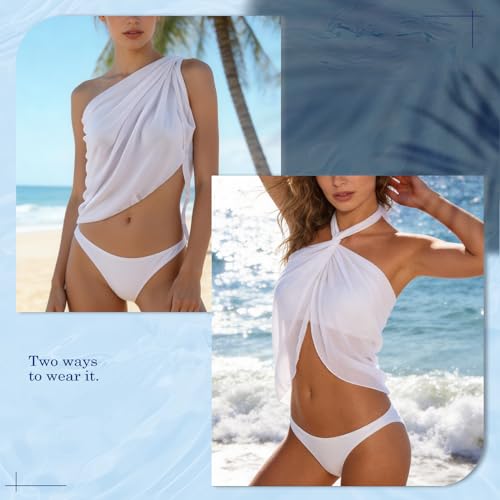 2PCS Women Beach Sarong Wrap Skirt Sun-Protective Lightweight Breathable Quick-Drying for Beach Pool Party