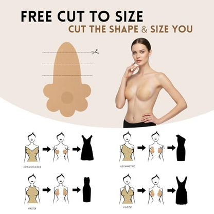 10 Pcs Boob Tape for Breast Lift - BoobTape with 10 Pcs Pastie,Body Tape for Women Invisible Breast Bra