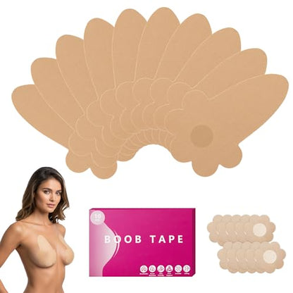 10 Pcs Boob Tape for Breast Lift - BoobTape with 10 Pcs Pastie,Body Tape for Women Invisible Breast Bra