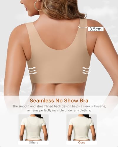 Wireless Bras for Women No Underwire Seamless Full Coverage T-Shirt Bra