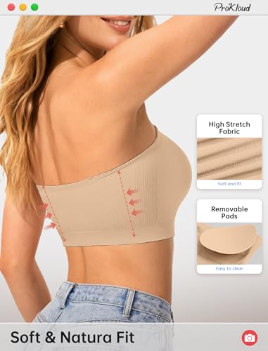 Strapless Push Up Bras for Women Wireless Bandeau Bra Non-Slip Silicone Tube Top Padded Convertible Bralette