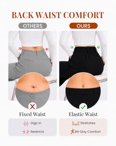 Dress Pants Women High Waisted Work Pants Ladies Wide Leg Trousers