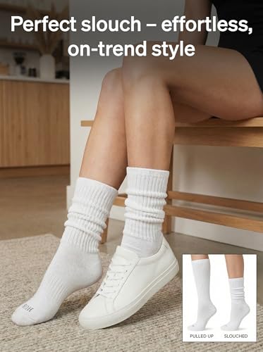 HUE Women’s Slouch Socks Crew Boot Chunky Ribbed Cotton Scrunch