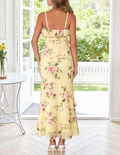 Summer Floral Wedding Guest Maxi Dress Women 2026 Vacation Formal Bodycon Spaghetti Strap Cocktail Party Long Dress