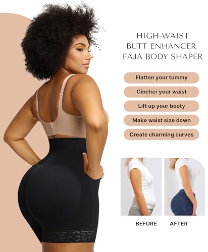 Tummy Control Fajas Colombianas Moldeadoras Butt Lifting Shapewear Shorts For Women With Zip Closure