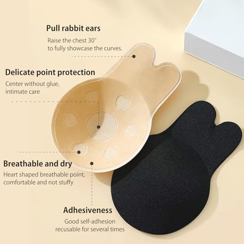 2 Pcs Strapless Sticky Push-Up Bra for Women,Adhesive Invisible Backless Nipple Covers