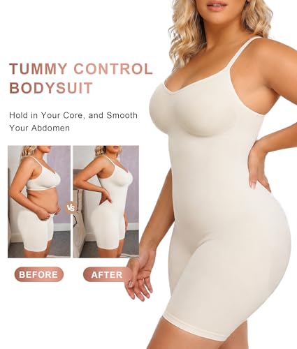 SHAPERX Shapewear for Women Tummy Control Bodysuit Mid Thigh Body Shaper Shorts for a Lifted Look