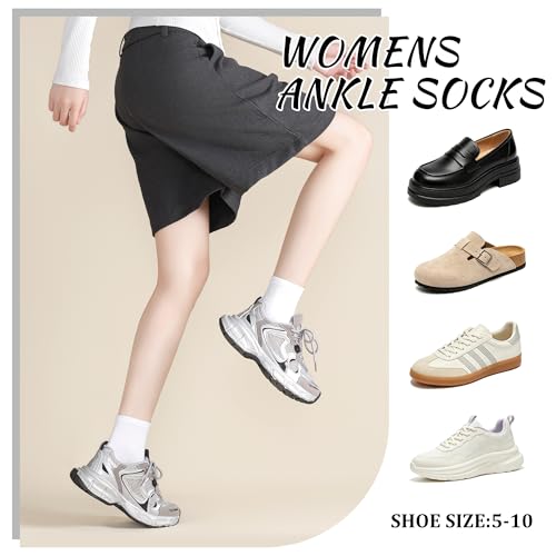 Ankle Socks for Women Cotton Casual Socks Quarter Sock Breathable, Seamless Toe 10 Pairs