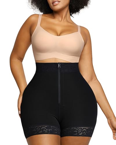 Tummy Control Fajas Colombianas Moldeadoras Butt Lifting Shapewear Shorts For Women With Zip Closure