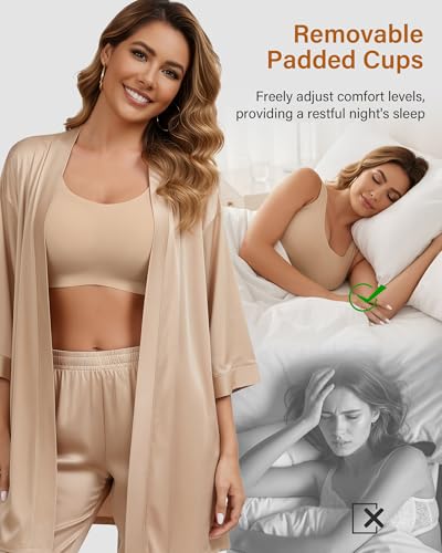 Wireless Bras for Women No Underwire Seamless Full Coverage T-Shirt Bra