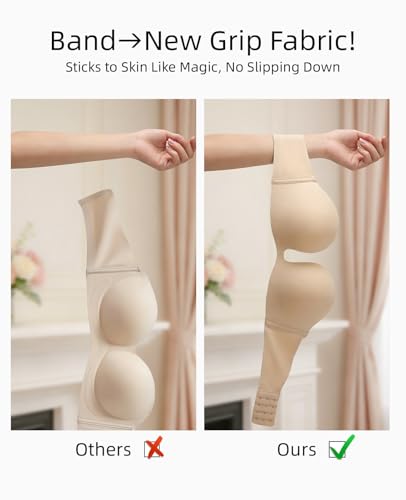 Upushall Strapless Push Up Bras for Women Padded Deep Plunge U Shape Halter Non Slip Seamless Bra