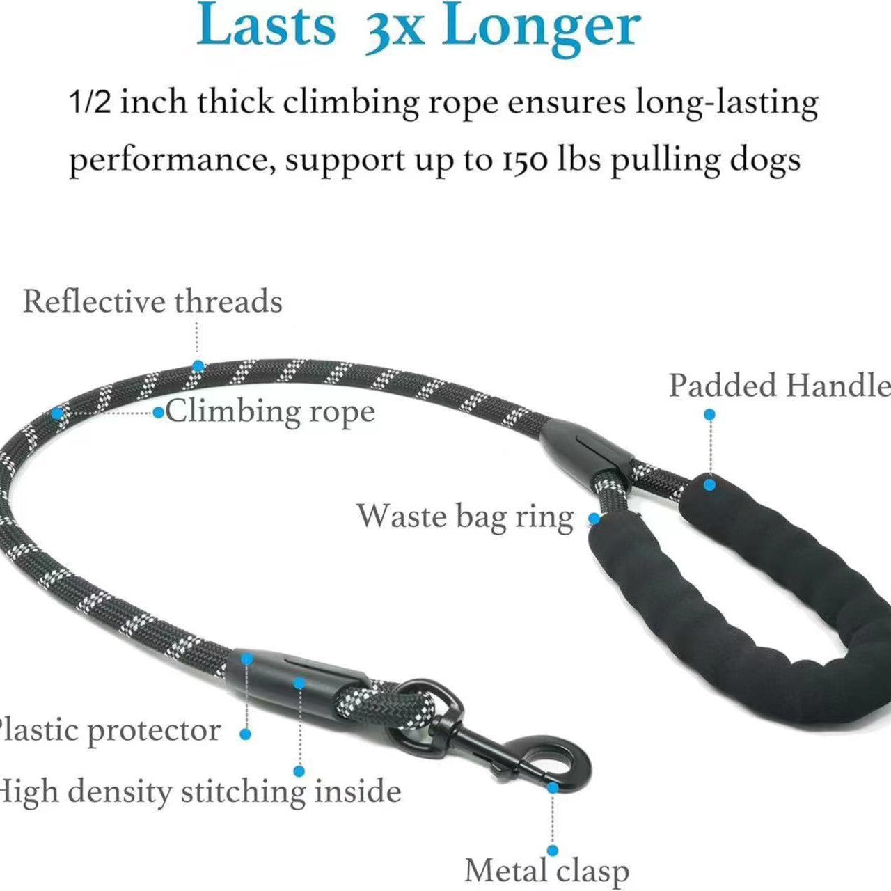 Heavy Duty Dog Leash with Shock Absorbing Bungee