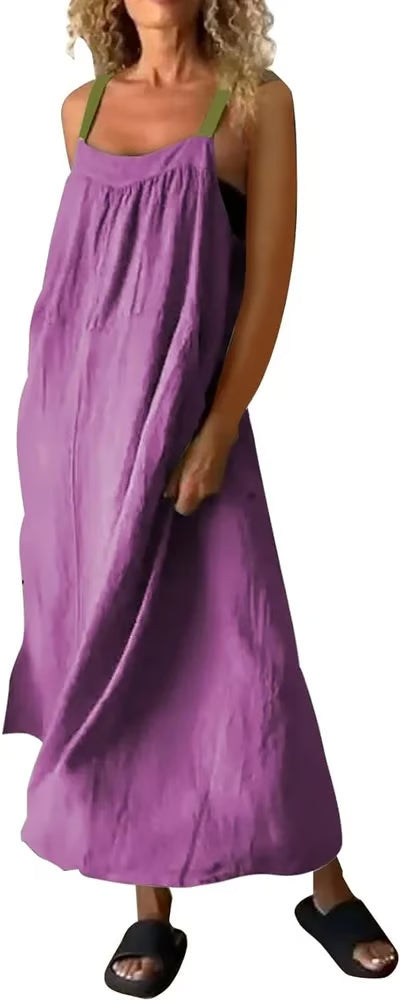 Women's Simple Cotton Linen Sling Dress🔥