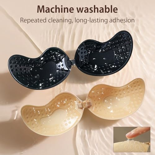 2 Pcs Strapless Sticky Push-Up Bra for Women,Adhesive Invisible Backless Nipple Covers
