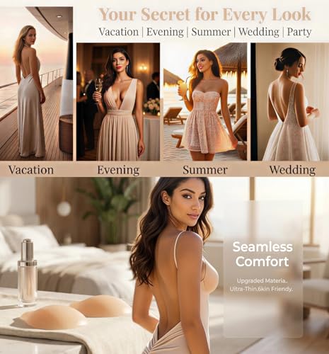 Women Nipple Covers Sticky Push up Adhesive Bra Ultra-Thin Added Lift Seamless Strapless Backless Wear