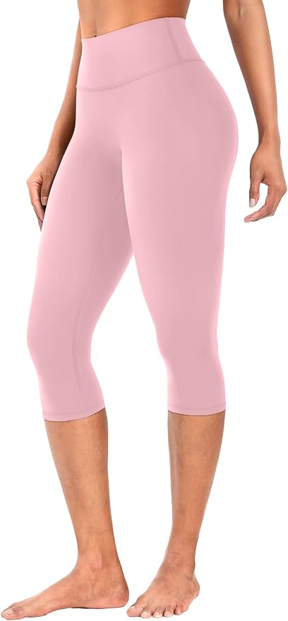 Womens Workout Capri Leggings 17" No Front Seam High Waisted Hidden Scrunch Gym Yoga Pants