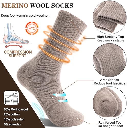 Women‘s Merino Wool Socks Hiking Warm Winter Thick Thermal Crew Cozy Cabin Ladies Gift Comfy Boot Work Socks