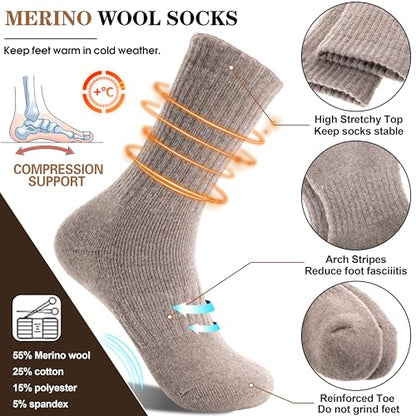 Women‘s Merino Wool Socks Hiking Warm Winter Thick Thermal Crew Cozy Cabin Ladies Gift Comfy Boot Work Socks