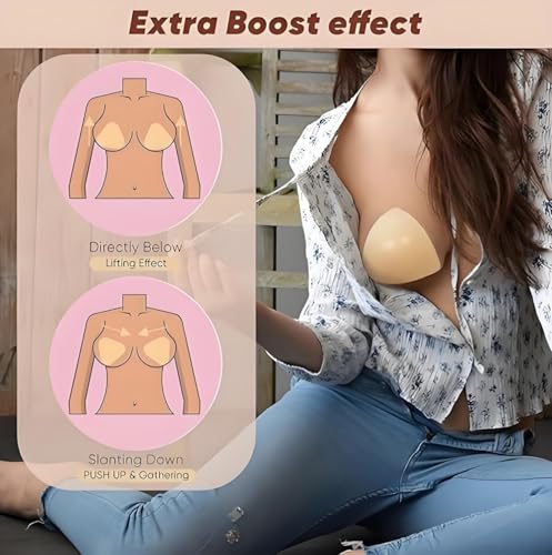 DEPOVOR Large Size Double-Sided Sticky Inserts Lightly Padded for D+ Cups, Reusable Adhesive Lifting Bras for Large Bust