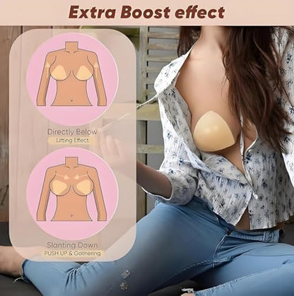 DEPOVOR Large Size Double-Sided Sticky Inserts Lightly Padded for D+ Cups, Reusable Adhesive Lifting Bras for Large Bust