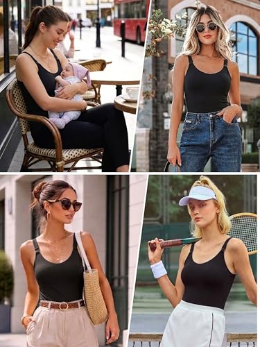 Nursing Tank Tops with Built in Bra, Nursing Sport Bra | Longline Buttery Soft fabric，One-hand nursing clips，Crop tank fit，Care label guidance，Breastfeeding Crop Shirt