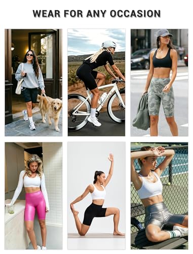 11" Biker Shorts Women with Pockets - Tummy Control Running Workout Gym Yoga Athletic Spandex Long Shorts