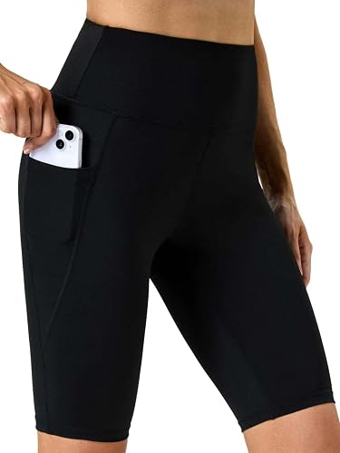 11" Biker Shorts Women with Pockets - Tummy Control Running Workout Gym Yoga Athletic Spandex Long Shorts