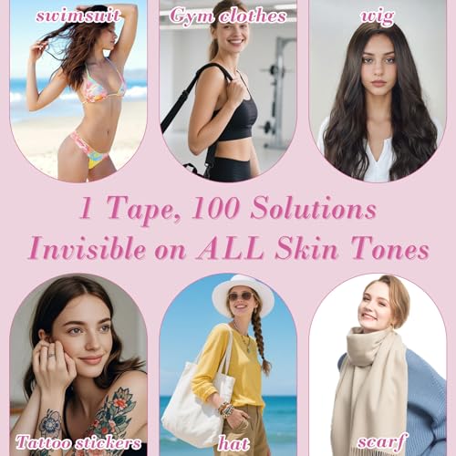 Fashion Double Sided Tape-Strong Body Adhesive for Clothes & Skin Waterproof,No Residue,Hypoallergenic for All Skin Shades
