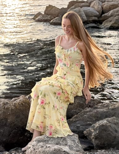 Summer Floral Wedding Guest Maxi Dress Women 2026 Vacation Formal Bodycon Spaghetti Strap Cocktail Party Long Dress