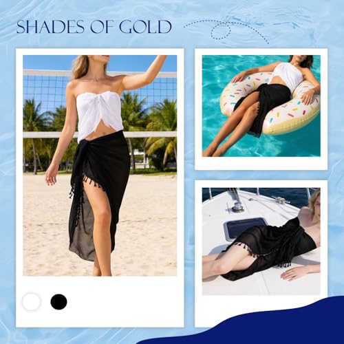 2PCS Women Beach Sarong Wrap Skirt Sun-Protective Lightweight Breathable Quick-Drying for Beach Pool Party