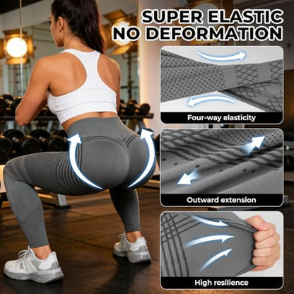 Anti Cellulite Compression 3D Leggings Women Butt Lifting Tummy Control with Resistance Bands Gym Yoga Pants