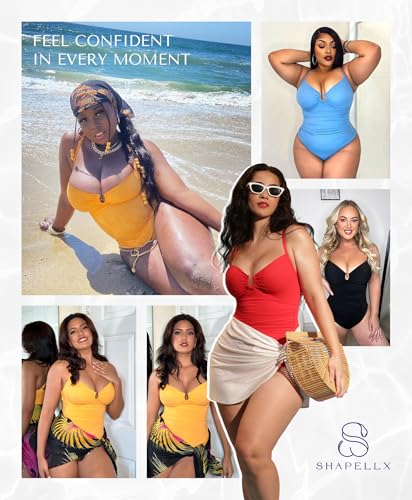 Womens Swimsuits Tummy Control Bathing Suit Slimming One Piece U-Ring Shapewear Swimwear with Ruched Waist