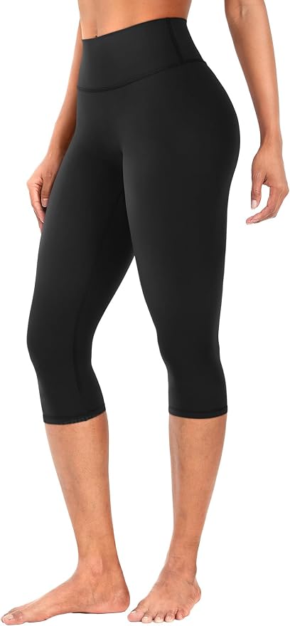 Womens Workout Capri Leggings 17" No Front Seam High Waisted Hidden Scrunch Gym Yoga Pants