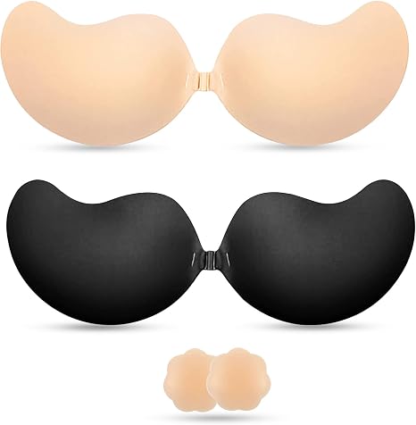 2 Pcs Strapless Sticky Push-Up Bra for Women,Adhesive Invisible Backless Nipple Covers