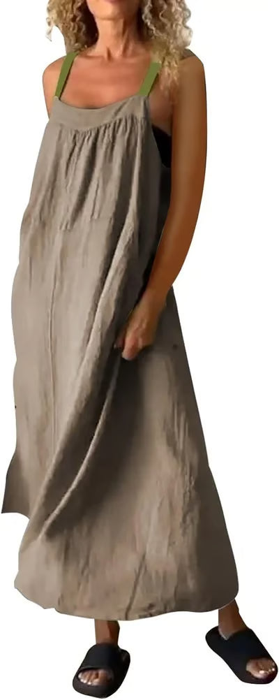 Women's Simple Cotton Linen Sling Dress🔥