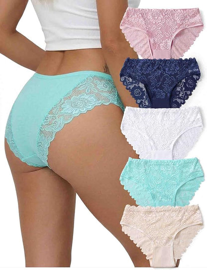 everyjoys Sexy Underwear Lace Panties for Women Bikini Underwear Hipster Underpants Lace Soft Breathe Briefs Multipack 5-Pack