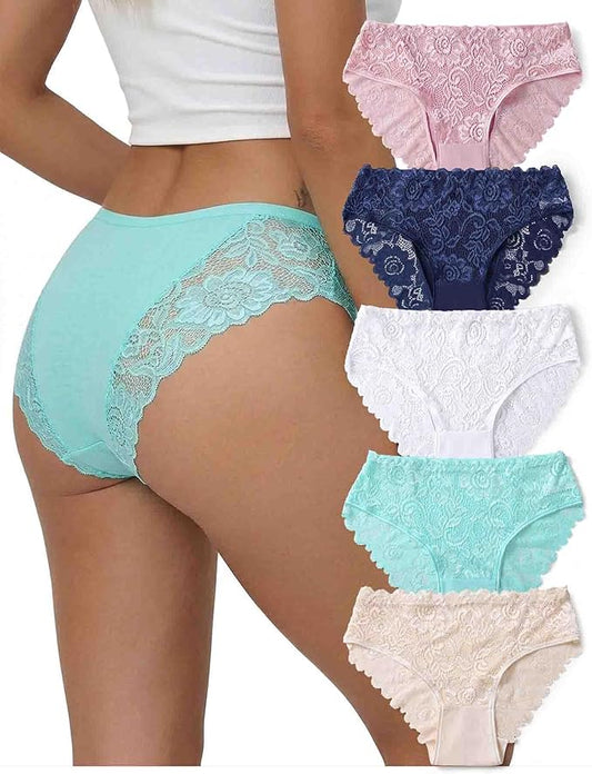 everyjoys Sexy Underwear Lace Panties for Women Bikini Underwear Hipster Underpants Lace Soft Breathe Briefs Multipack 5-Pack