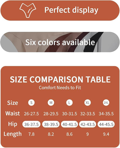 Seamless Thongs For Women V-waisted No Show Thong Seamless Panties Breathable Comfortable Underwear Womens 6-Pack