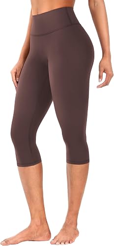 Womens Workout Capri Leggings 17" No Front Seam High Waisted Hidden Scrunch Gym Yoga Pants