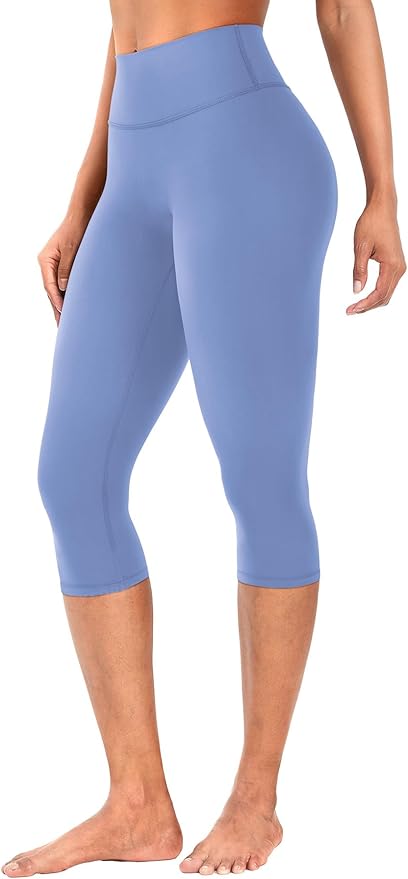Womens Workout Capri Leggings 17" No Front Seam High Waisted Hidden Scrunch Gym Yoga Pants