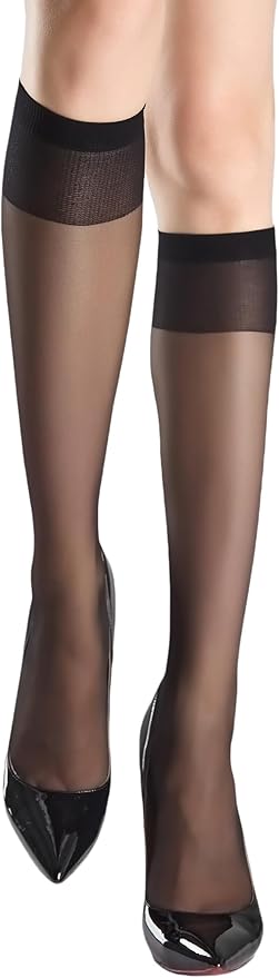 leg elegant Sheer Knee High Stockings for Women, 6 Pairs Knee High Transparent Toes Nylons Pantyhose for Women