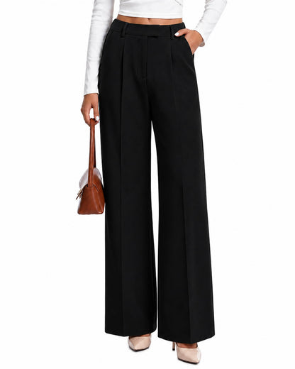 Dress Pants Women High Waisted Work Pants Ladies Wide Leg Trousers