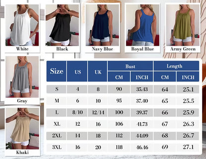 Solid Color Pleated Tank Top